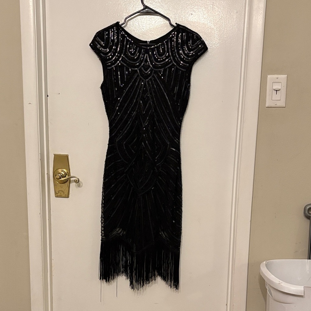 Elegant Black Beaded Dress